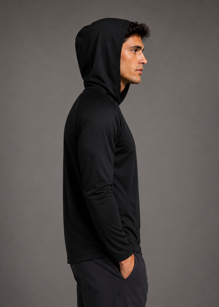 Hooded Pro Performance Tee Black