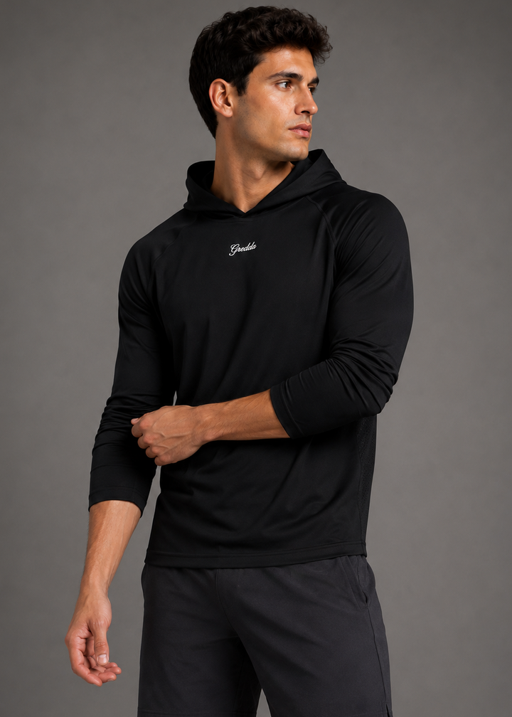 Hooded Pro Performance Tee Black