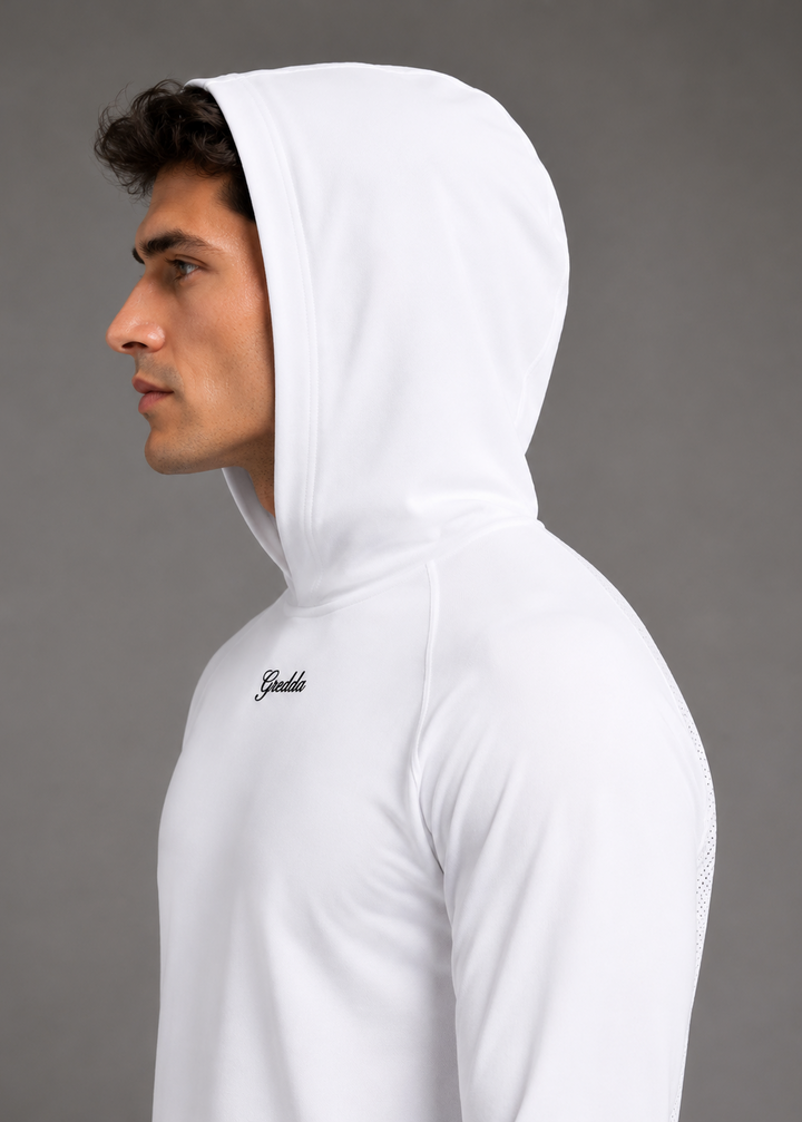 Hooded Pro Performance Tee White